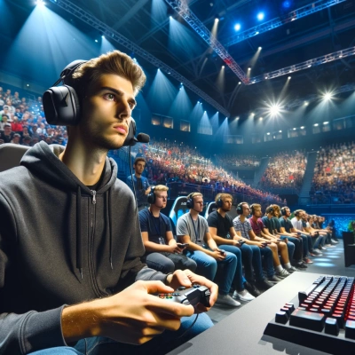 un jugador profesional de videojuegos concentrado